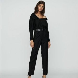 Maje 210 Black Jumpsuit Rompers Cold Shoulder